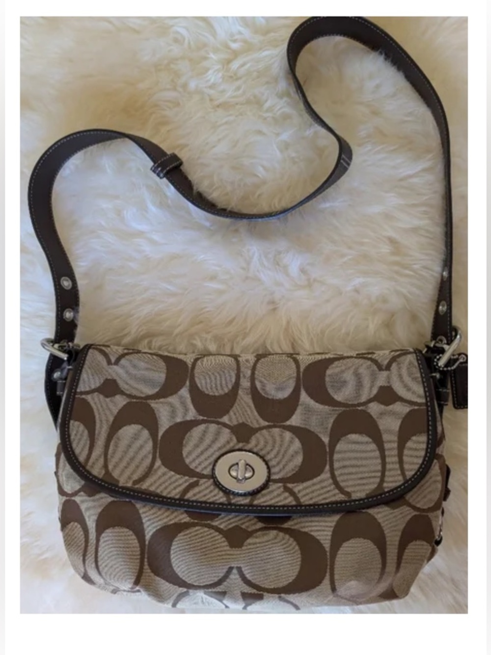 VTG Coach Signature C Canvas Shoulder Crossbody Brown Bag